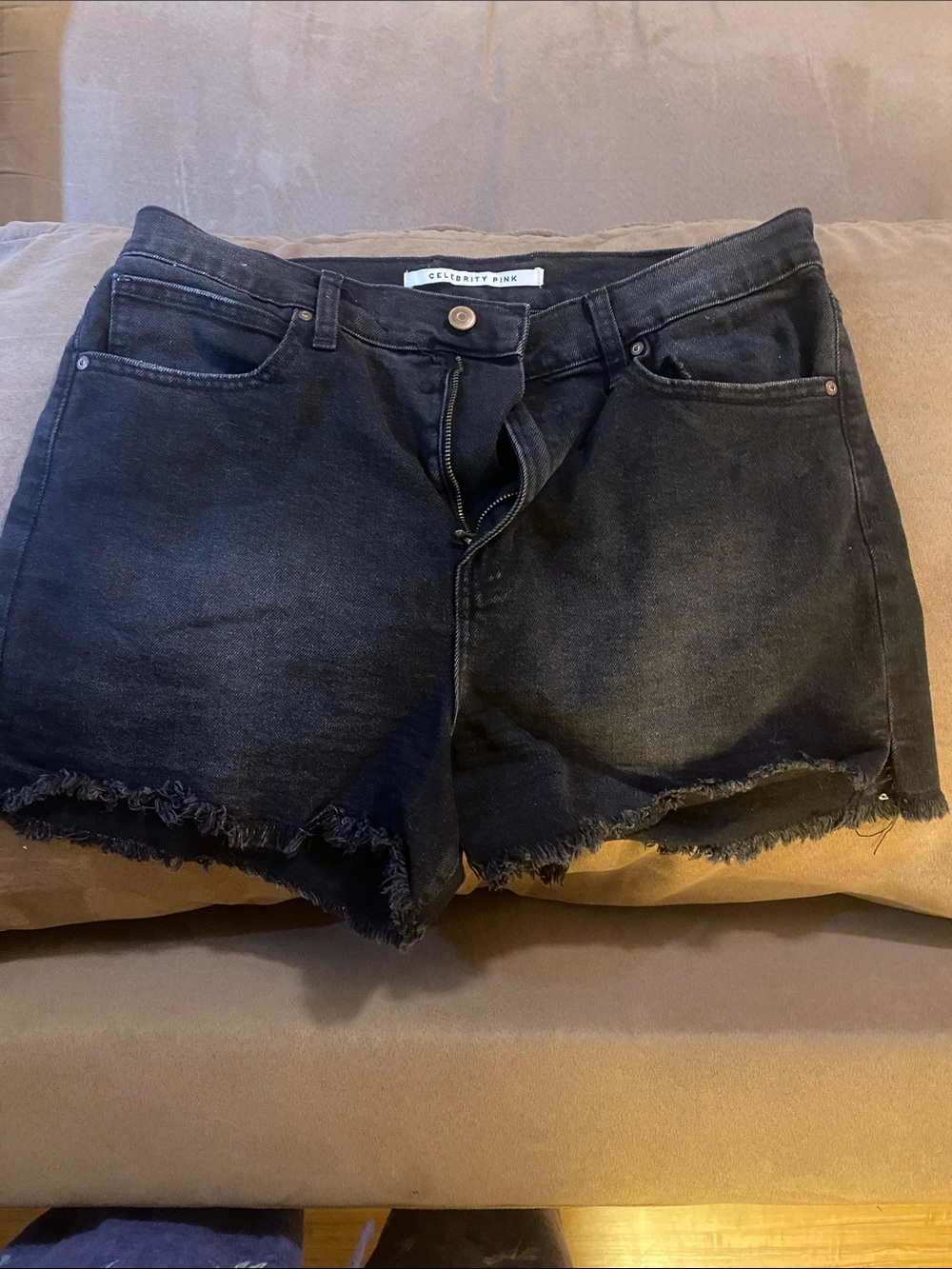 Celebrity Pink Black Frayed Denim Cutoff Shorts